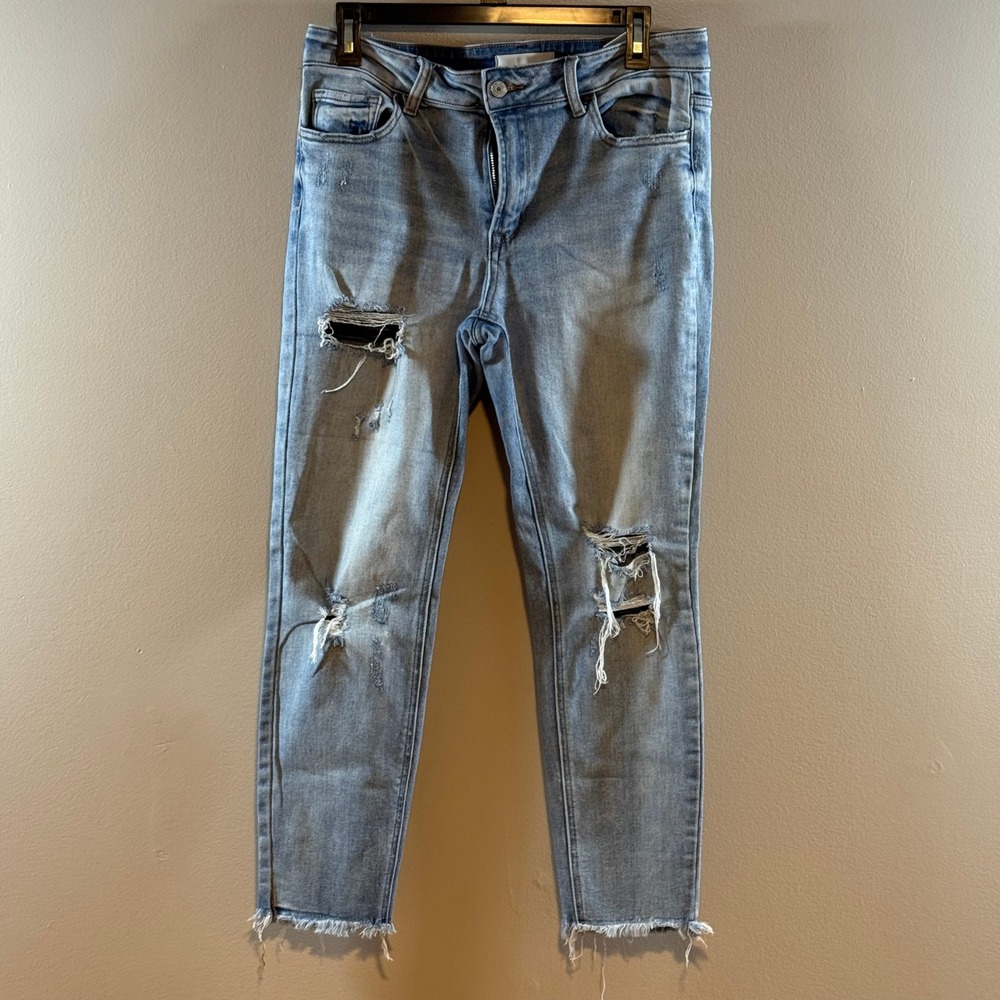 Vervet Womens Distressed Skinny Jeans Light Wash VT856 Size 30